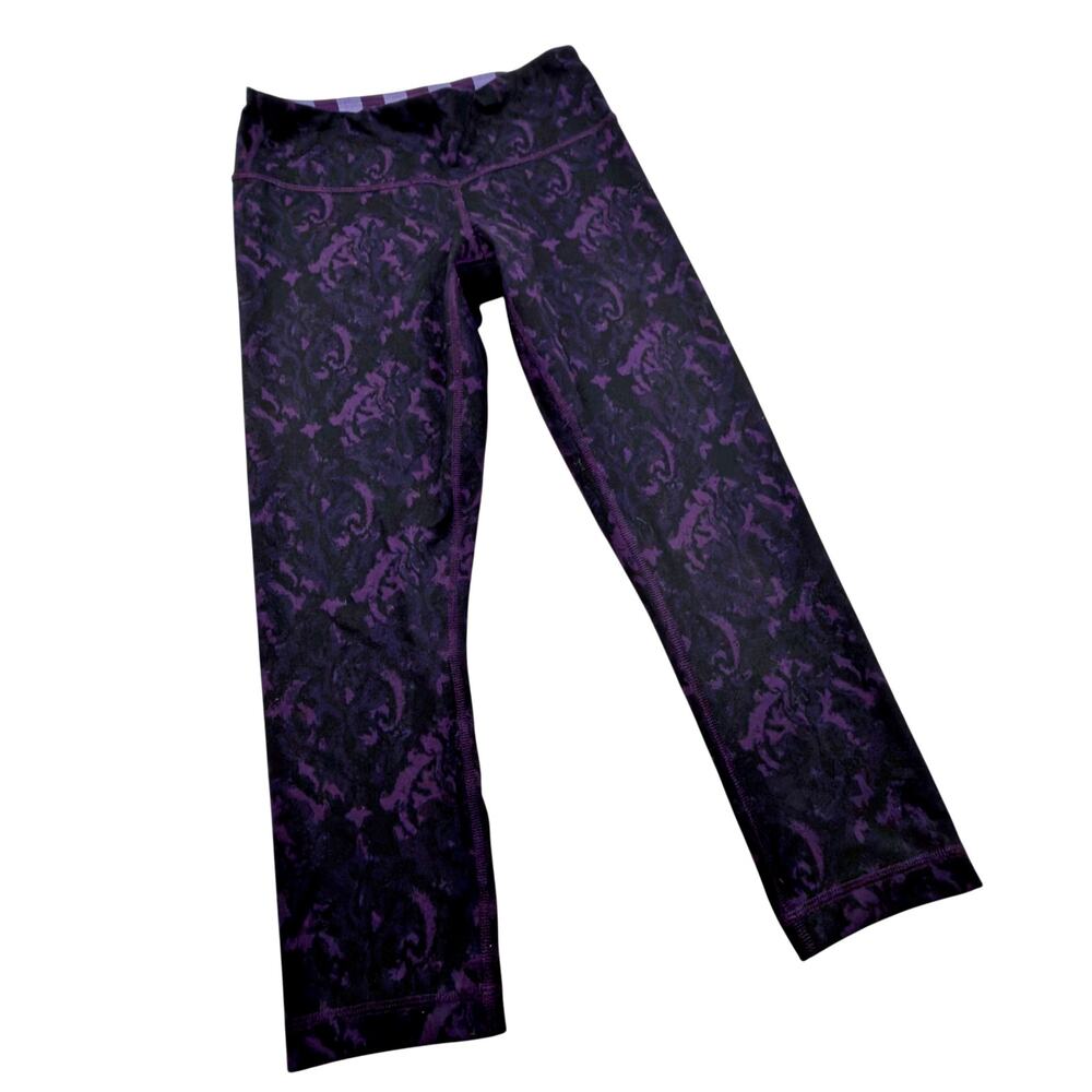 Lululemon Girls Sz 4 Purple Dark Plum Marble Legging Tights  Dance Athleisure